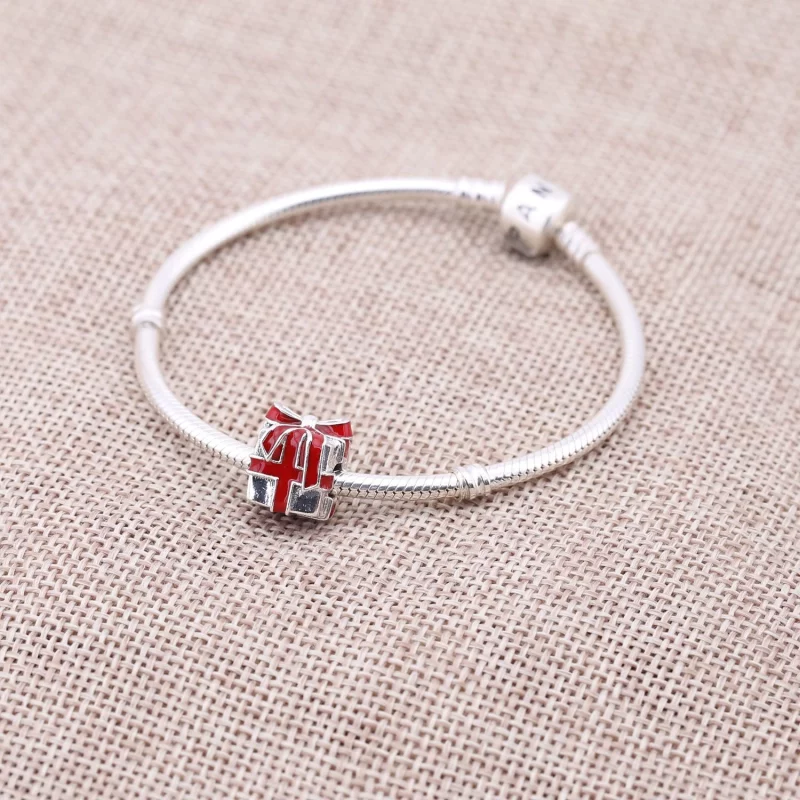(image pour) PANDORA - Enveloppée d’amour, émail rose pâle - 791132EN24 - Charms - Afficher 3