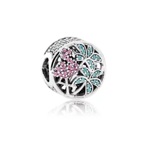 (image pour) PANDORA - Flamant tropical, cristaux vert pâle et cz multicolores - 792117CZS