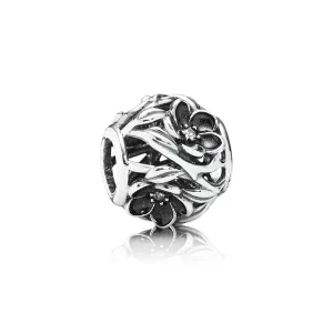 (image pour) PANDORA - Fleur mystique, cz incolore et émail noir - 791409CZ - Charms