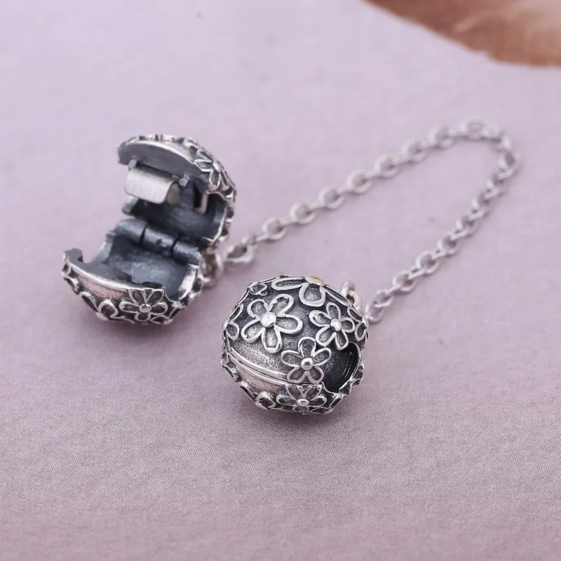 (image pour) PANDORA - Flower bouquet silver safety chain with 14k - 790864 - Charms - Afficher 2