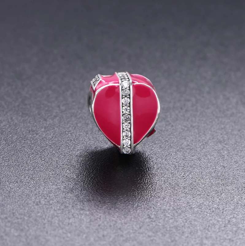 (image pour) PANDORA - Gage d'amour, émail magenta et cz incolore - 792047CZ - Afficher 3