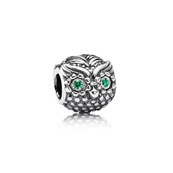 (image pour) PANDORA - Hibou sage, cz vert foncé - 791211CZN