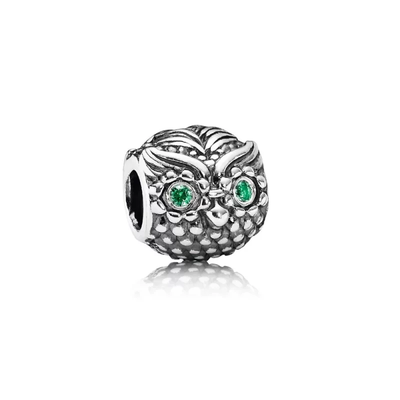 (image pour) PANDORA - Hibou sage, cz vert foncé - 791211CZN