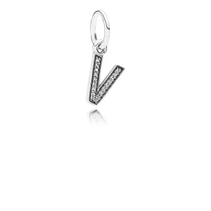 (image pour) PANDORA - Lettre v, cz incolore - 791334CZ