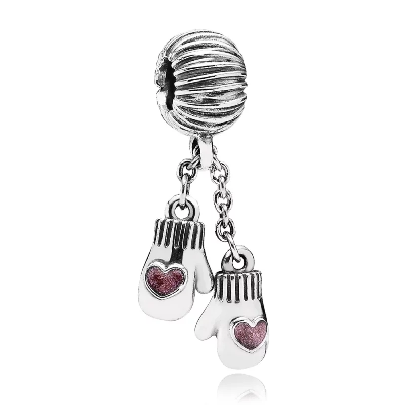(image pour) PANDORA - Mitaines d'hiver, émail rose foncé - 791181EN46 - Charms