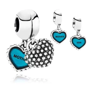 (image pour) PANDORA - Mon fils, mon cœur, émail turquoise - 791152EN08