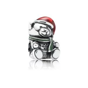 (image pour) PANDORA - Ourson de Noël, émail rouge et vert - 791391ENMX