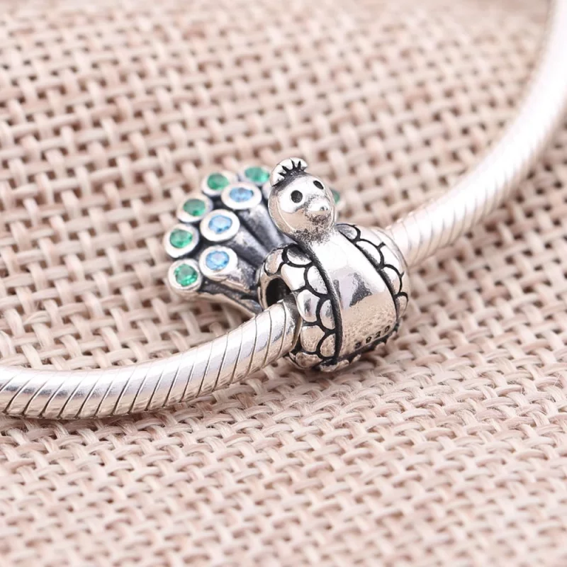 (image pour) PANDORA - Paon, cz turquoise et verte - 791227MCZ - Charms - Afficher 2