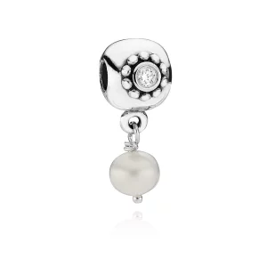 (image pour) PANDORA - Perle de sagesse, perle blanche et cz incolore - 790873P - Charms