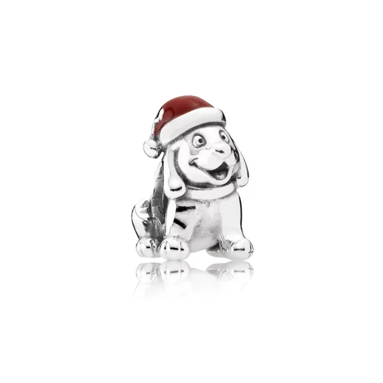 (image pour) PANDORA - Petit chien de Noël, émail rouge foncé - 791769EN39