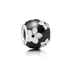 (image pour) PANDORA - Petite fleur mystique, émail noir et blanc - 791398ENMX - Charms