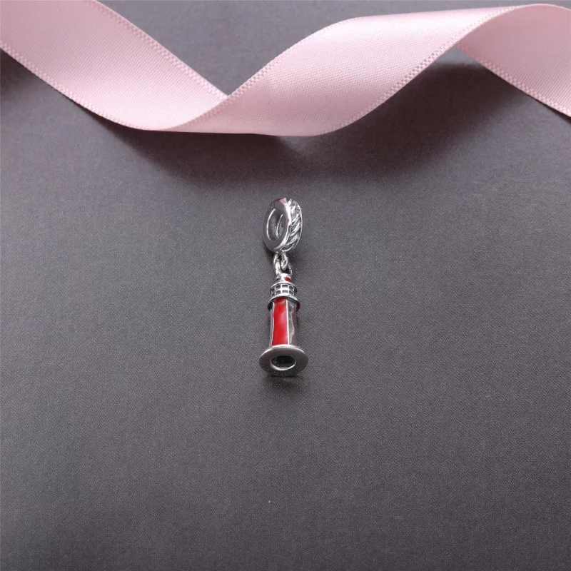 (image pour) PANDORA - Phare, émail écarlate et blanc - 791137EN42 - Charms - Afficher 2