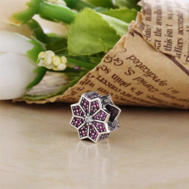 (image pour) PANDORA - Poinsettia, cz rouge et incolore - 791989CZR - Charms - Afficher 3