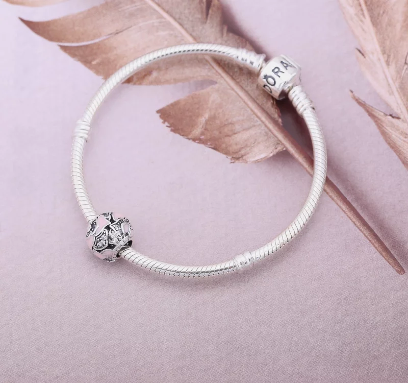 (image pour) PANDORA - Rose délicate, émail rose pastel et cz incolore - 791527EN40 - Charms - Afficher 2