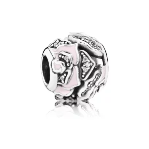 (image pour) PANDORA - Rose délicate, émail rose pastel et cz incolore - 791527EN40 - Charms