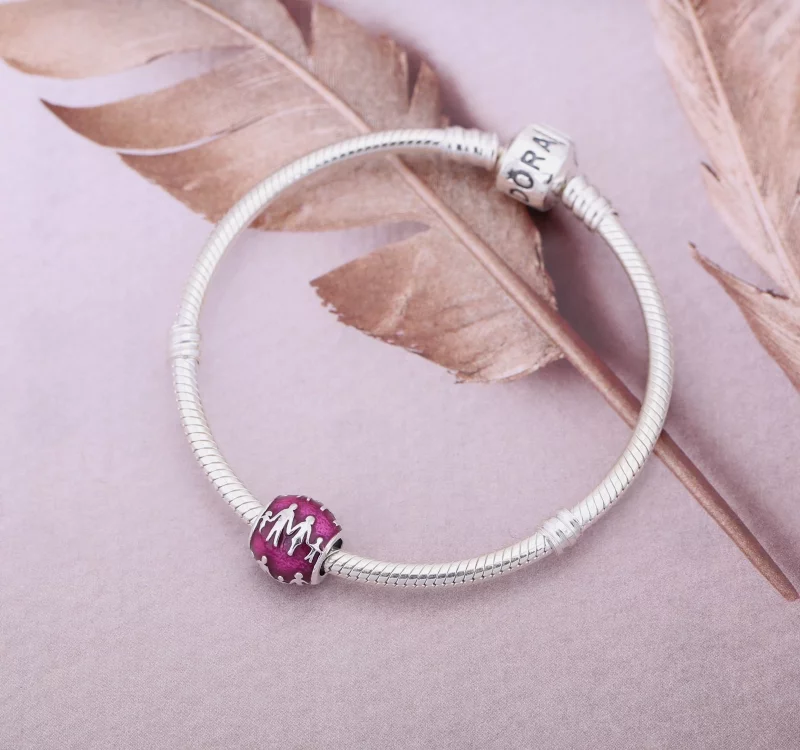 (image pour) PANDORA - Silhouette familiale, émail fuchsia translucide - 791399EN62 - Afficher 2