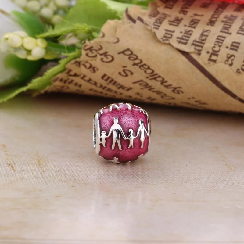 (image pour) PANDORA - Silhouette familiale, émail fuchsia translucide - 791399EN62 - Afficher 3