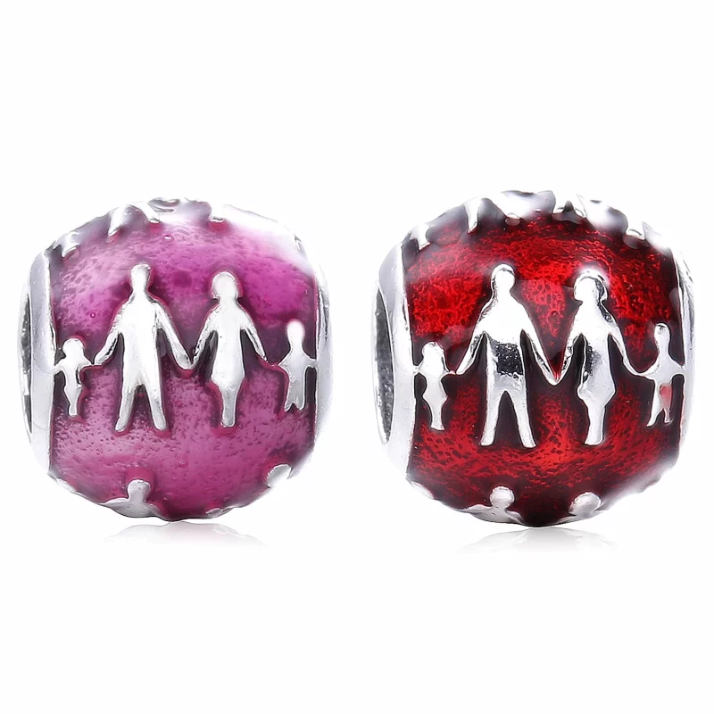 (image pour) PANDORA - Silhouette familiale, émail fuchsia translucide - 791399EN62 - Afficher 6