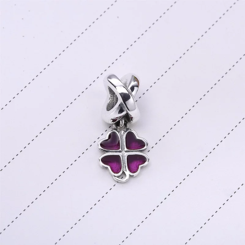 (image pour) PANDORA - Trèfle à quatre feuilles, émail fuchsia - 790572EN07 - Charms - Afficher 2