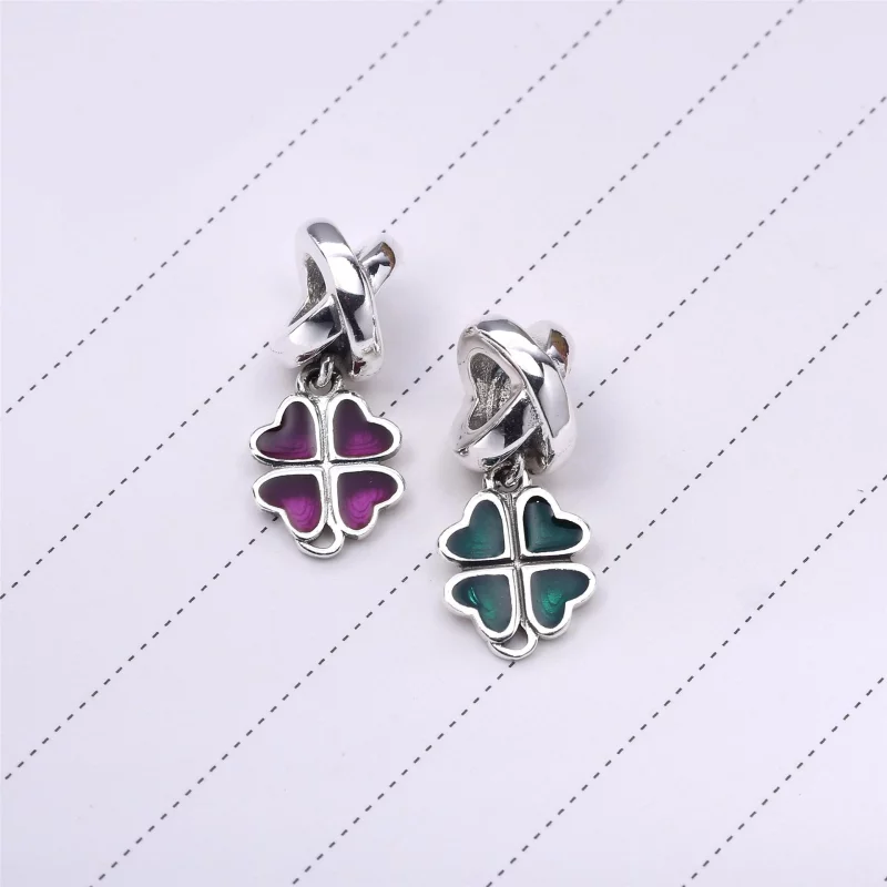 (image pour) PANDORA - Trèfle à quatre feuilles, émail fuchsia - 790572EN07 - Charms - Afficher 4