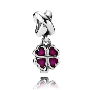 (image pour) PANDORA - Trèfle à quatre feuilles, émail fuchsia - 790572EN07 - Charms