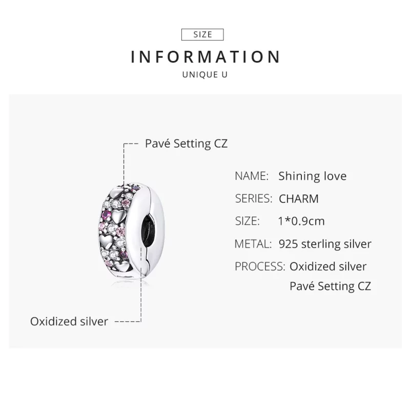 (image pour) Charm Clip Style PANDORA Amour brillant - SCC1745 - Afficher 8