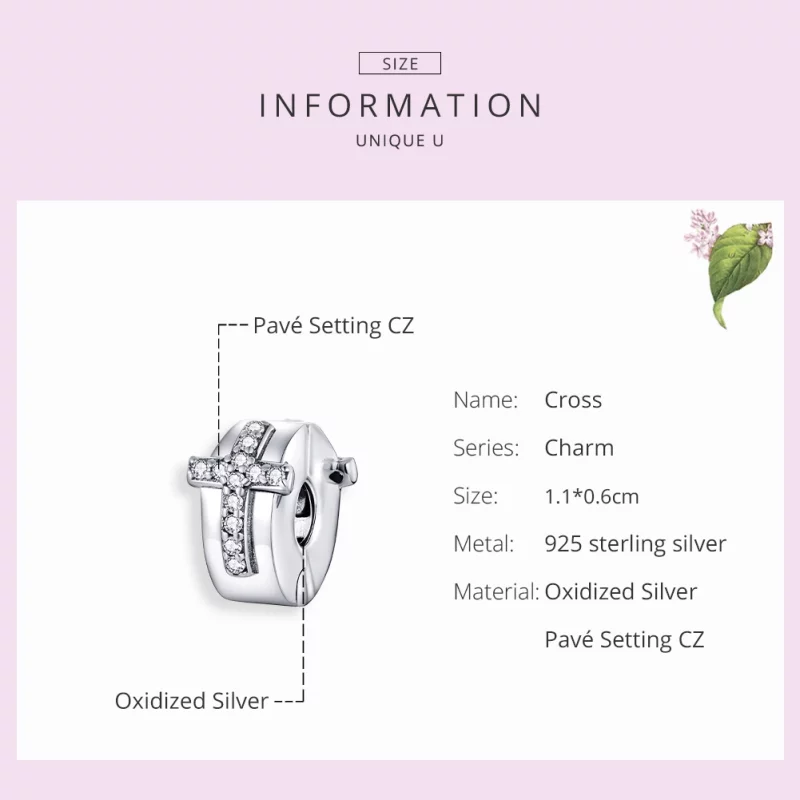 (image pour) Charm Clip Style PANDORA Croix - SCC1497 - Afficher 7