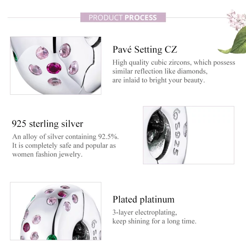 (image pour) Charm Clip Style PANDORA Fleurs contractées - BSC245 - Afficher 8