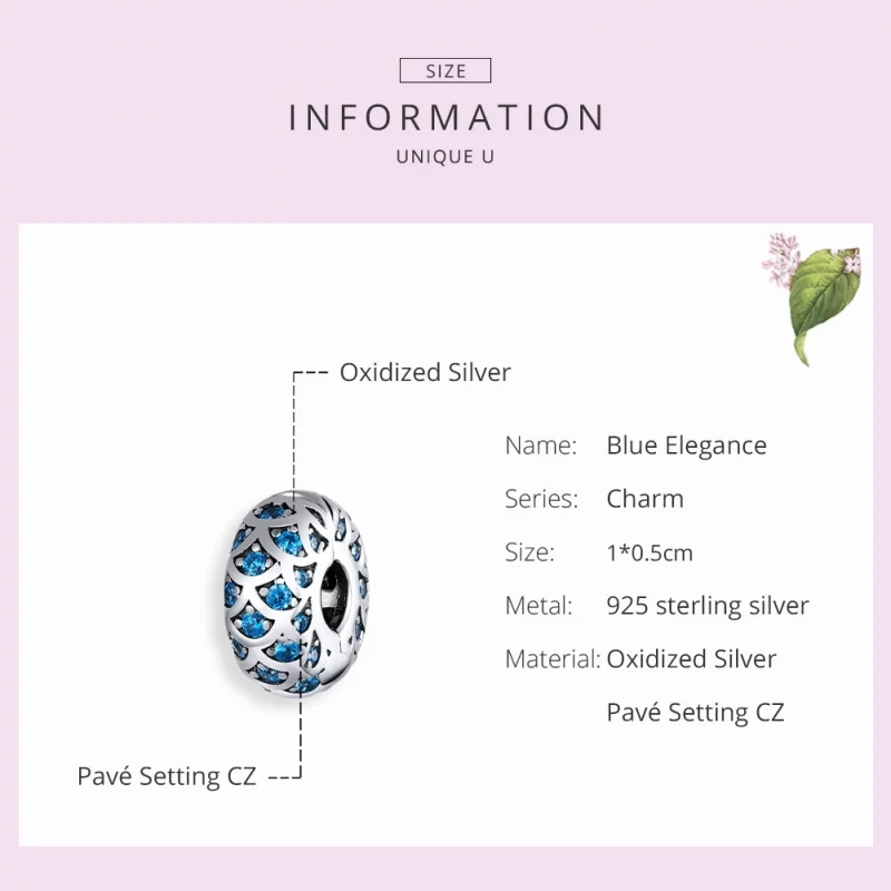 (image pour) Charm Clip Style PANDORA Élégance Bleue - SCC1513 - Afficher 7