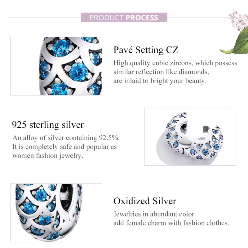 (image pour) Charm Clip Style PANDORA Élégance Bleue - SCC1513 - Afficher 8