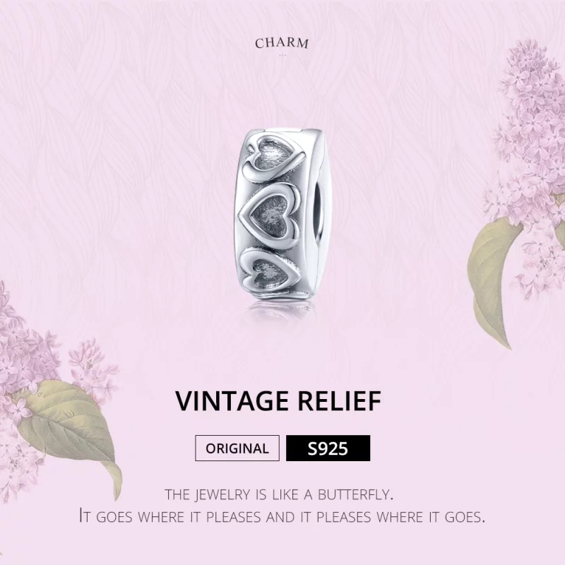(image pour) Charm Clip Style PANDORA Relief vintage - SCC1557 - Afficher 6