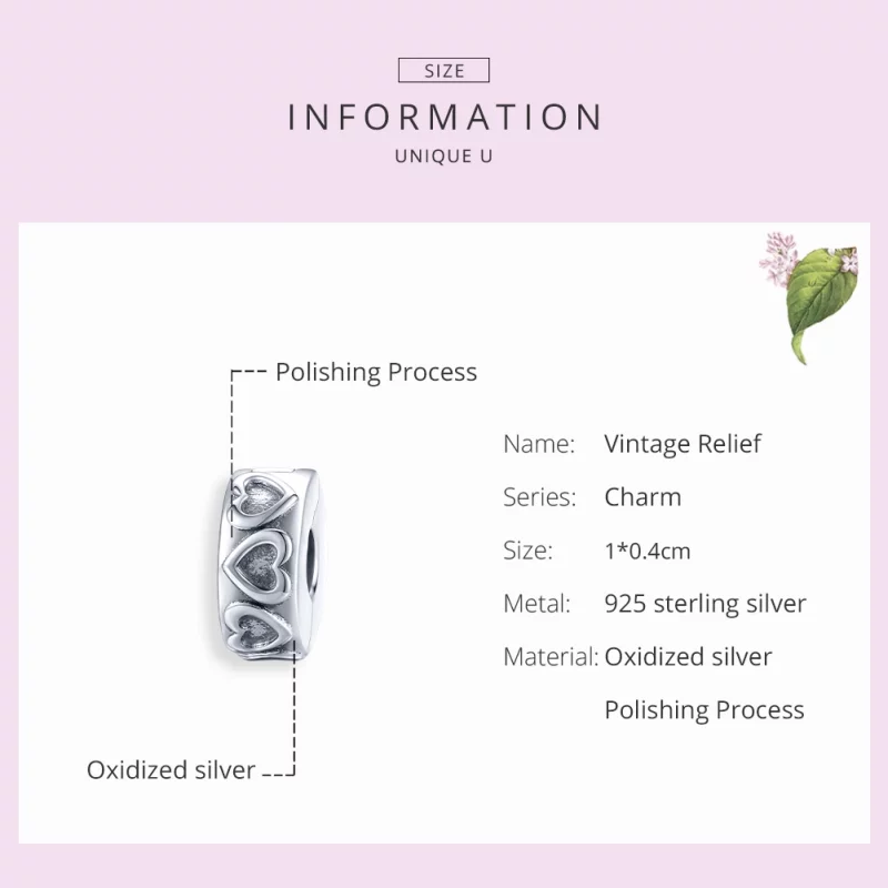 (image pour) Charm Clip Style PANDORA Relief vintage - SCC1557 - Afficher 7