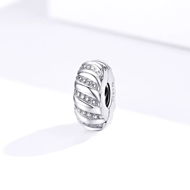 (image pour) Charm Clip Style PANDORA Texture simple - BSC278 - Afficher 2
