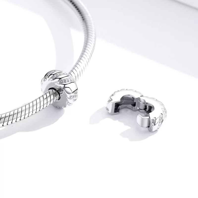 (image pour) Charm Clip Style PANDORA Texture simple - BSC278 - Afficher 4