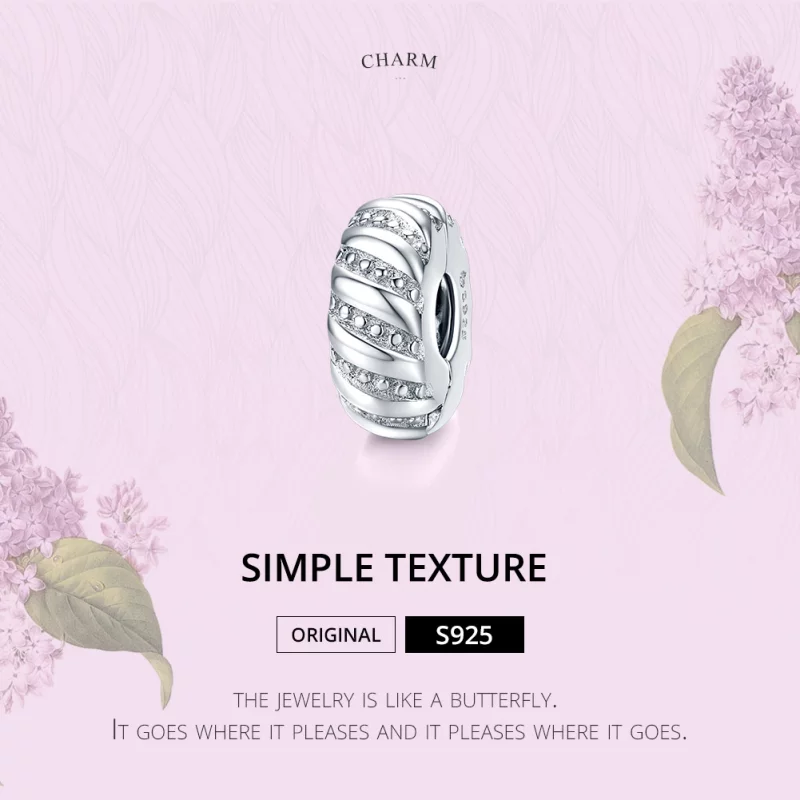 (image pour) Charm Clip Style PANDORA Texture simple - BSC278 - Afficher 6