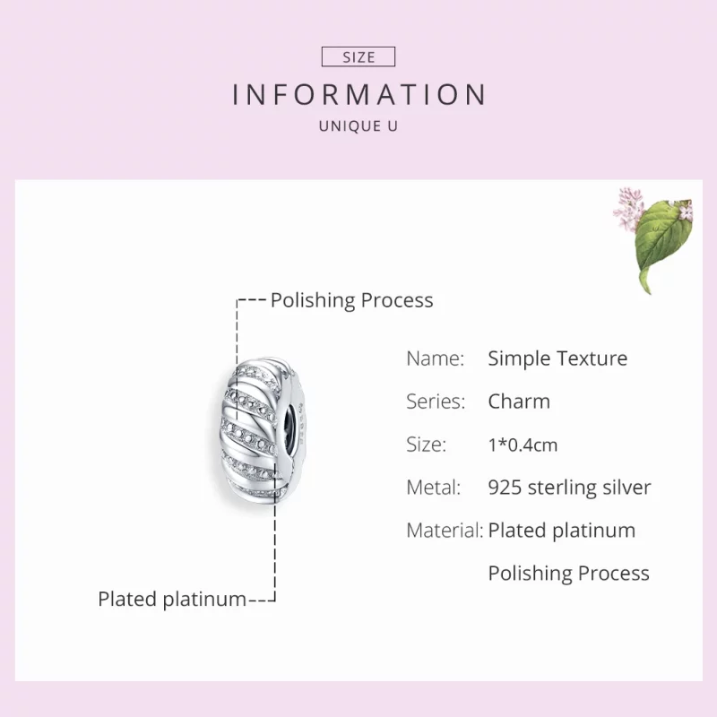 (image pour) Charm Clip Style PANDORA Texture simple - BSC278 - Afficher 7