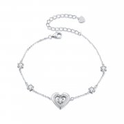 Bracelet à chaîne double cœur brillant de style Pandora - BSB136