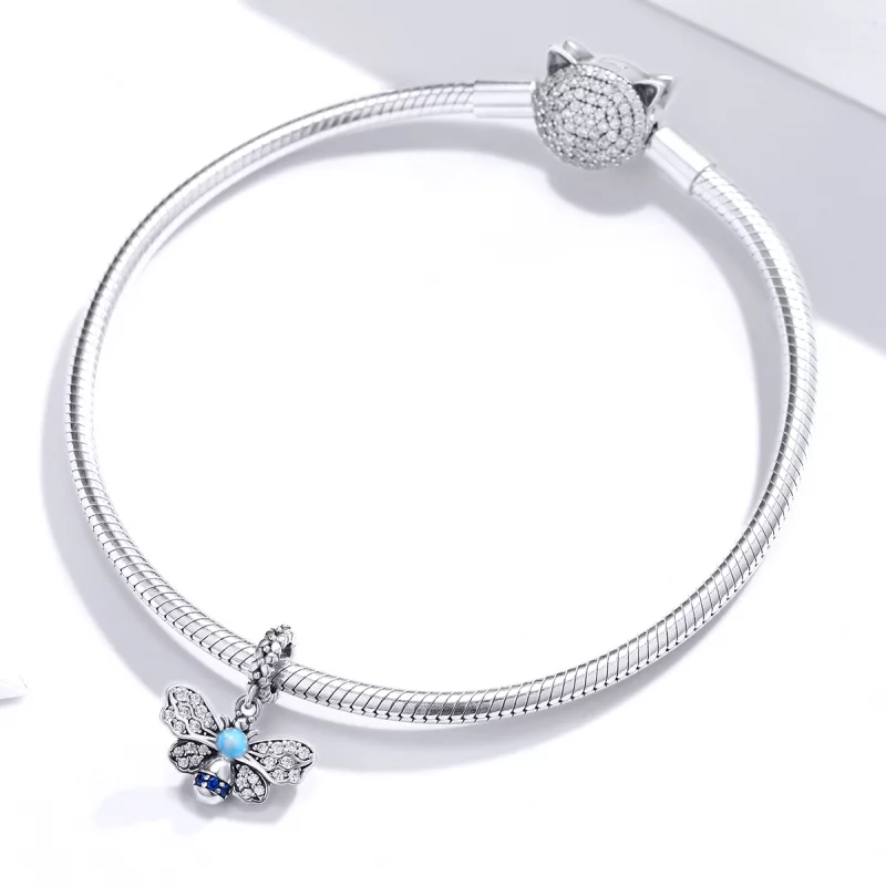 (image pour) Charm Pendant Style PANDORA Abeille bleue - SCC1480 - Afficher 3