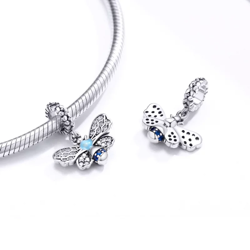 (image pour) Charm Pendant Style PANDORA Abeille bleue - SCC1480 - Afficher 4