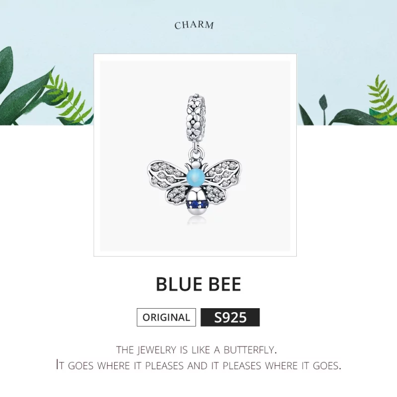 (image pour) Charm Pendant Style PANDORA Abeille bleue - SCC1480 - Afficher 6
