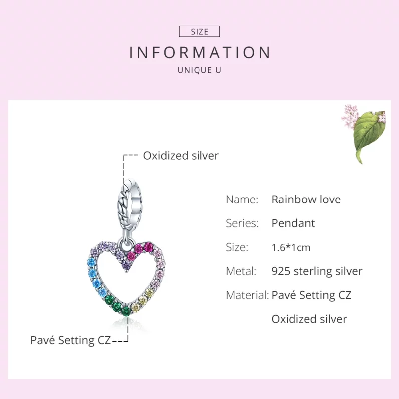 (image pour) Charm Pendant Style PANDORA Amour arc-en-ciel - SCC1851 - Afficher 5