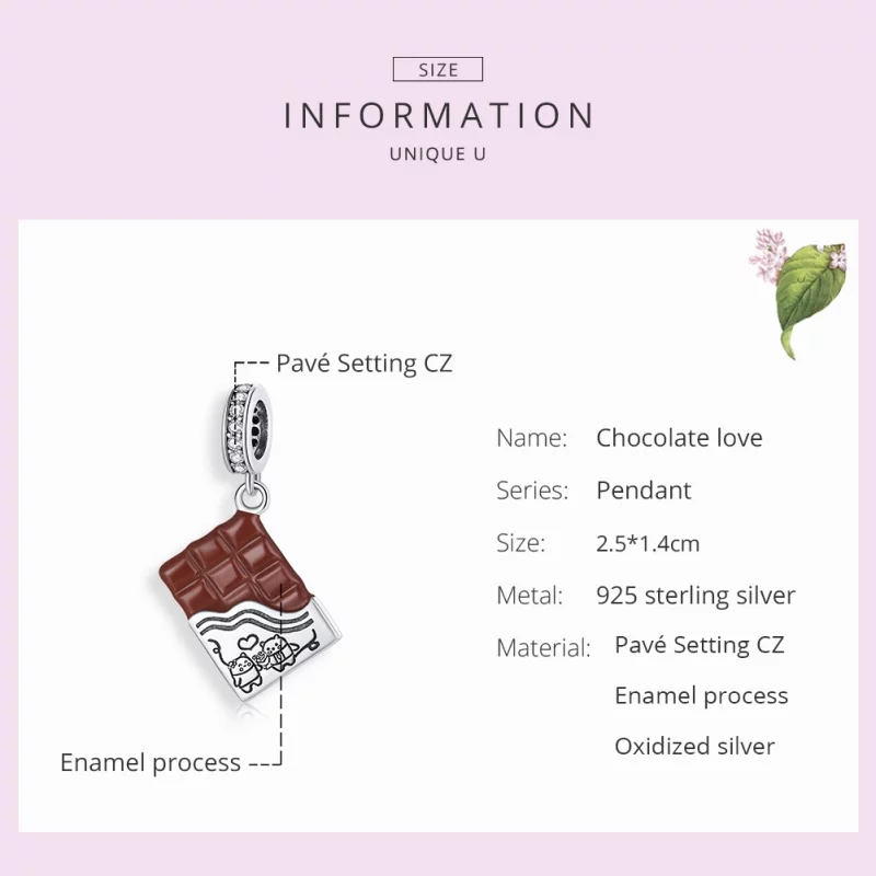(image pour) Charm Pendant Style PANDORA Amour au chocolat - SCC1782 - Afficher 7