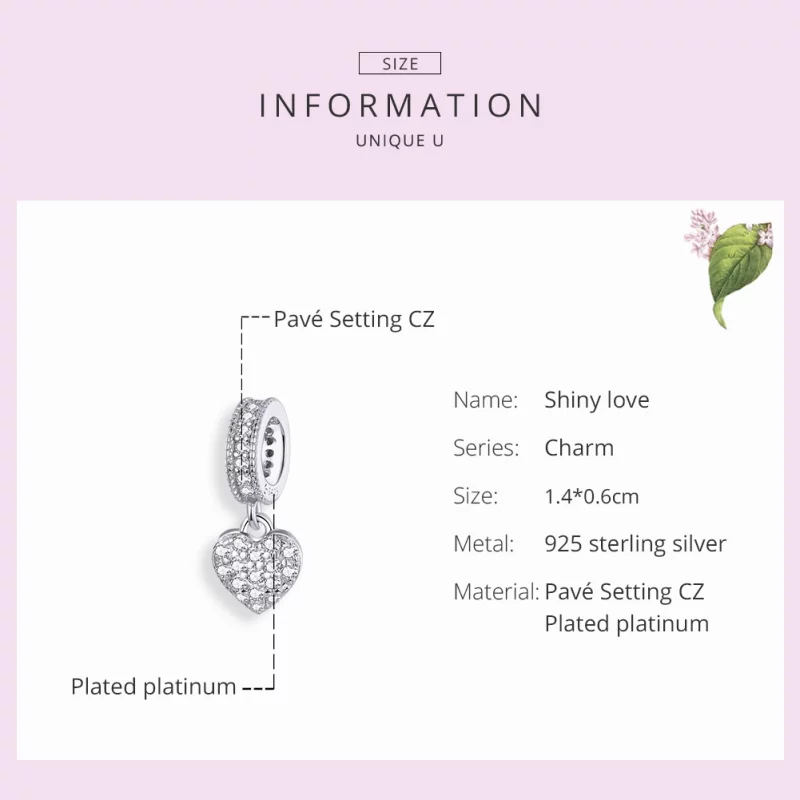 (image pour) Charm Pendant Style PANDORA Amour brillant - BSC211 - Afficher 6