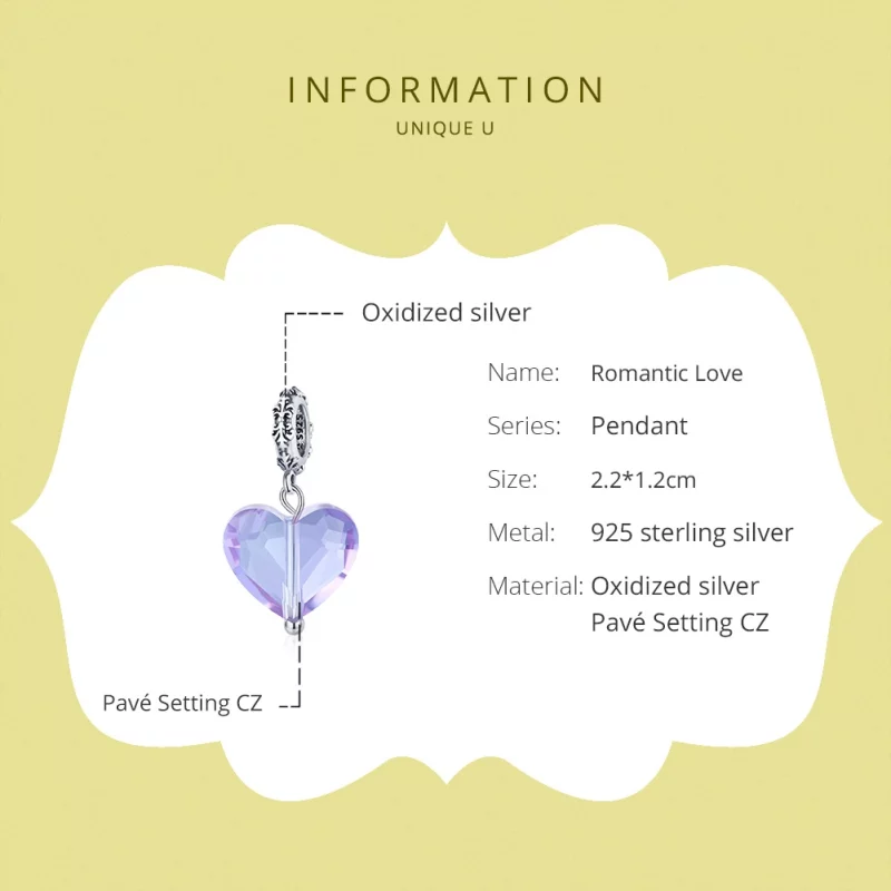 (image pour) Charm Pendant Style PANDORA Amour romantique - SCC1816 - Afficher 6