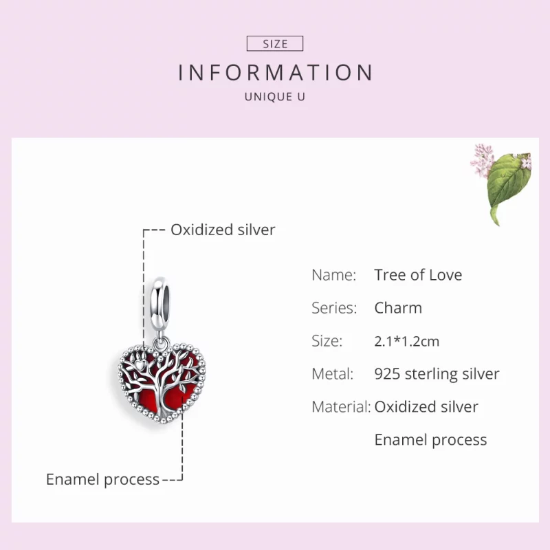 (image pour) Charm Pendant Style PANDORA Arbre d'amour - SCC1556 - Afficher 7