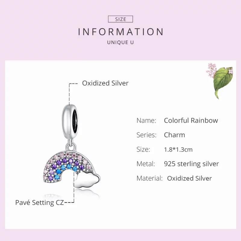 (image pour) Charm Pendant Style PANDORA Arc-en-ciel coloré - SCC1625 - Afficher 7