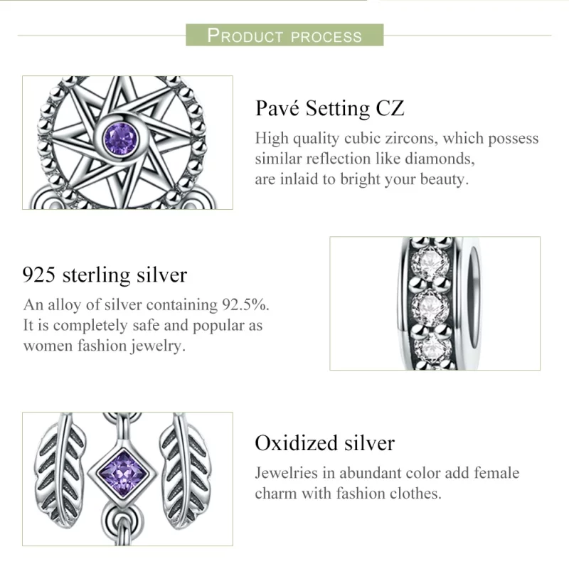 (image pour) Charm Pendant Style PANDORA Attrapeur de rêves - SCC841 - Afficher 7