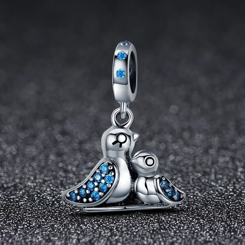 (image pour) Charm Pendant Style PANDORA bébé oiseau avec mère - SCC426 - Afficher 2