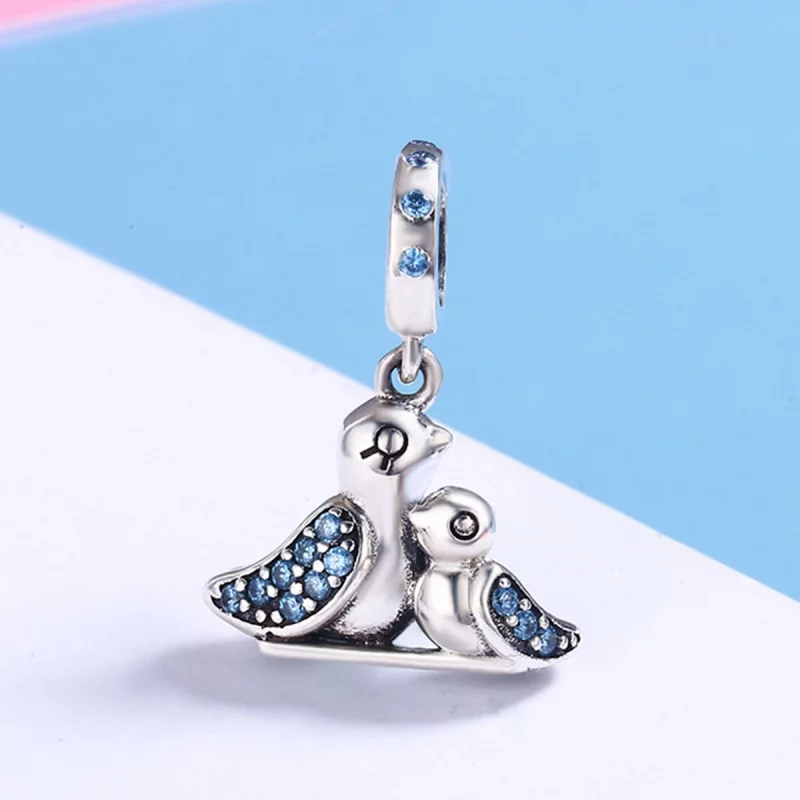 (image pour) Charm Pendant Style PANDORA bébé oiseau avec mère - SCC426 - Afficher 3