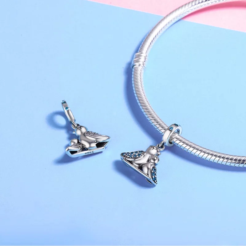 (image pour) Charm Pendant Style PANDORA bébé oiseau avec mère - SCC426 - Afficher 5